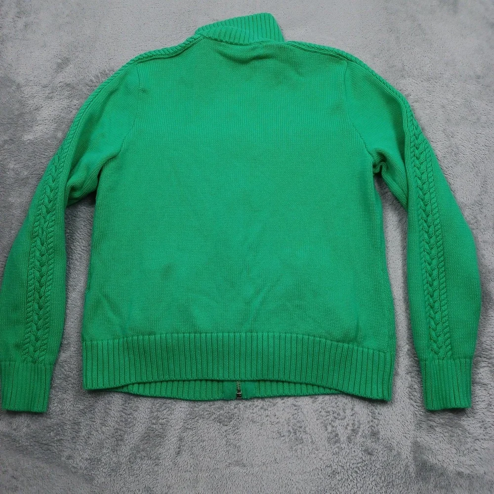 Vintage Ralph Lauren Sport Girls XL Green Full Zip Pockets Knit Preppy Y2K